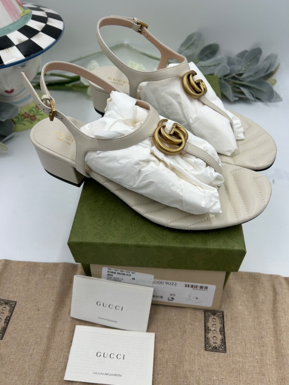 Women’s Gucci GG Marmont Matelasse Leather Thong Sandal. Size 10/fits 10.5 US - Picture 8 of 10